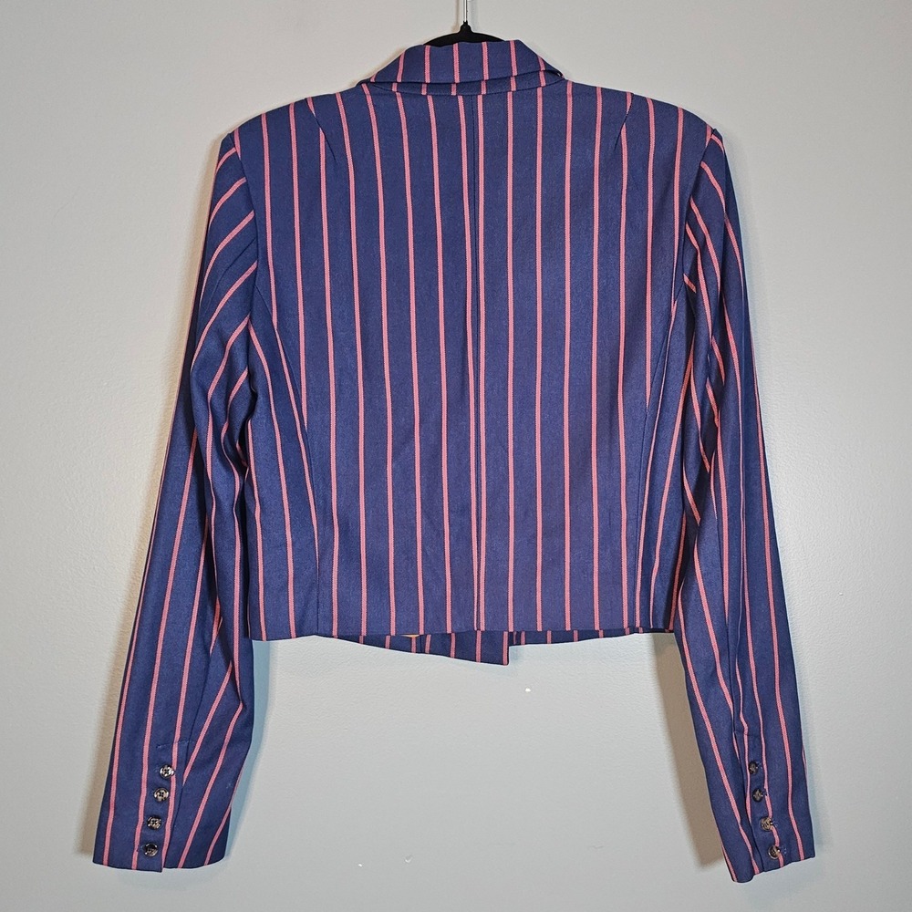 LPA Navy Pink Stripe Cropped Blazer Jacket Women's Size M - Picture 2 of 5
